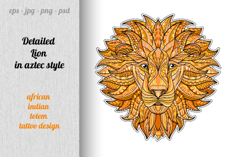 detailed-lion-in-aztec-style