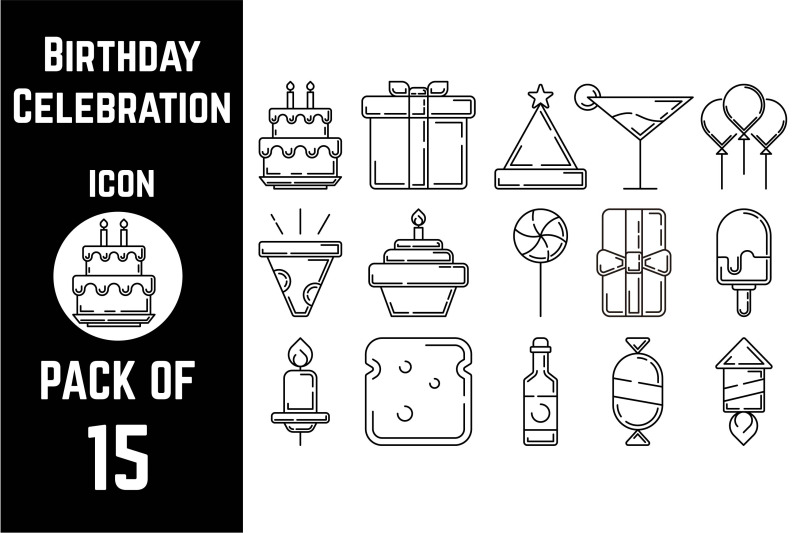 birthday-celebration-icon-pack-bundle-lineart-vector-template