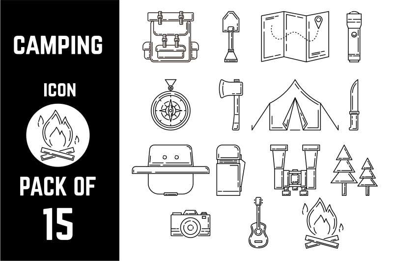 camping-icon-pack-bundle-lineart-vector-template