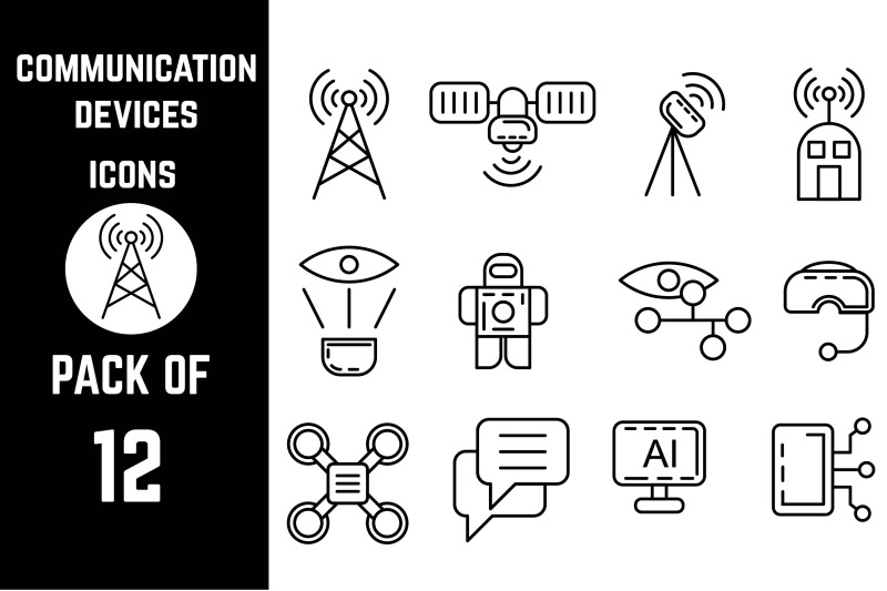 communication-devices-icon-pack-bundle-lineart-vector-template