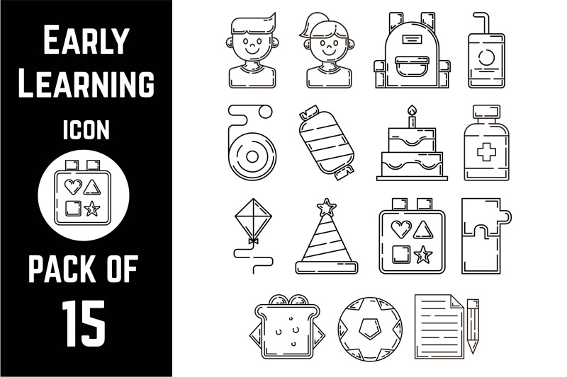 early-age-learning-toys-icon-pack-bundle-lineart-vector-template