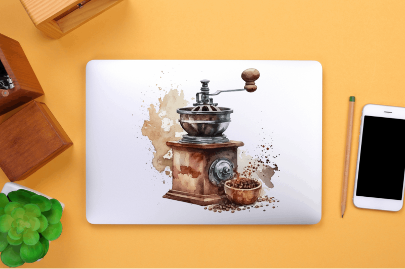 watercolor-coffee-mill-clipart-bundle