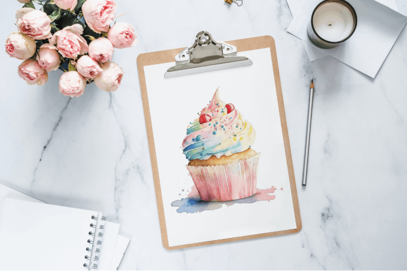 watercolor-cupcake-clipart-bundle