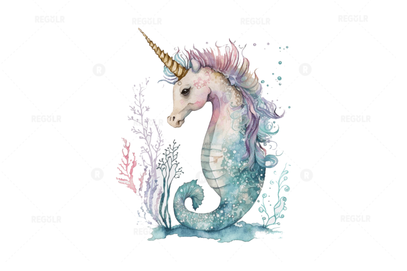 watercolor-fairy-cute-seahorse-unicorn-clipart-bundle