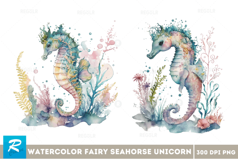 watercolor-fairy-cute-seahorse-unicorn-clipart-bundle