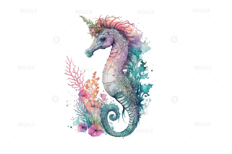 watercolor-fairy-cute-seahorse-unicorn-clipart-bundle