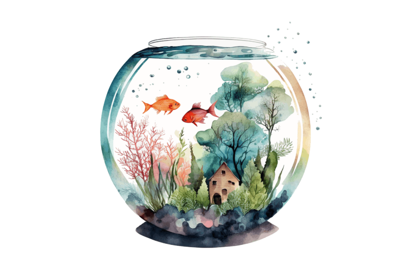 watercolor-fish-bowl-tank-clipart-bundle