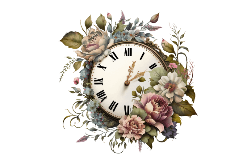 watercolor-floral-clock-clipart-bundle