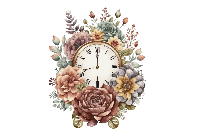 watercolor-floral-clock-clipart-bundle