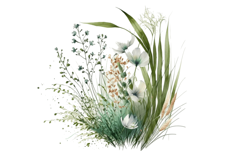 watercolor-grass-spring-floral-clipart-bundle