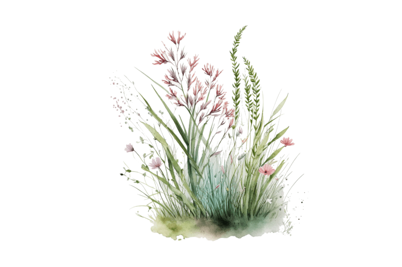 watercolor-grass-spring-floral-clipart-bundle