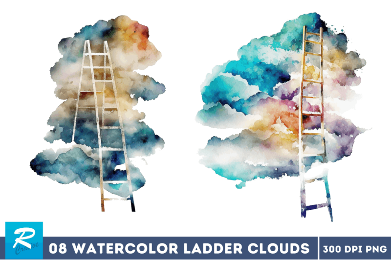 watercolor-ladder-clouds-clipart-bundle