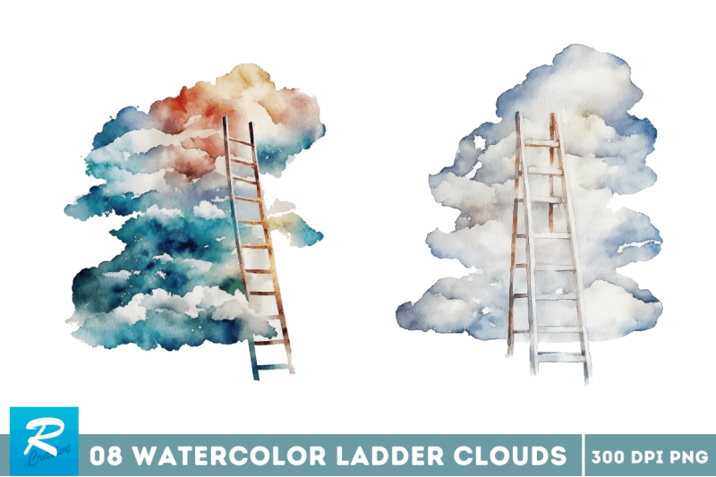 watercolor-ladder-clouds-clipart-bundle