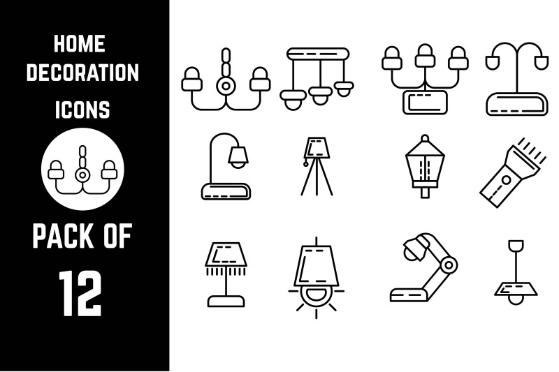 home-decoration-icon-pack-bundle-lineart-vector-template