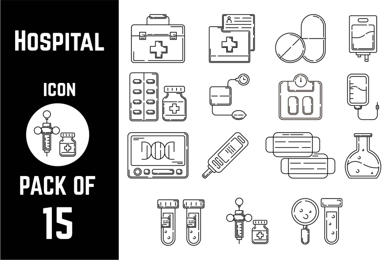 hospital-or-medical-icon-pack-bundle-lineart-vector-template