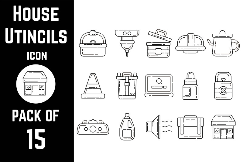 household-items-icon-pack-bundle-lineart-vector-template