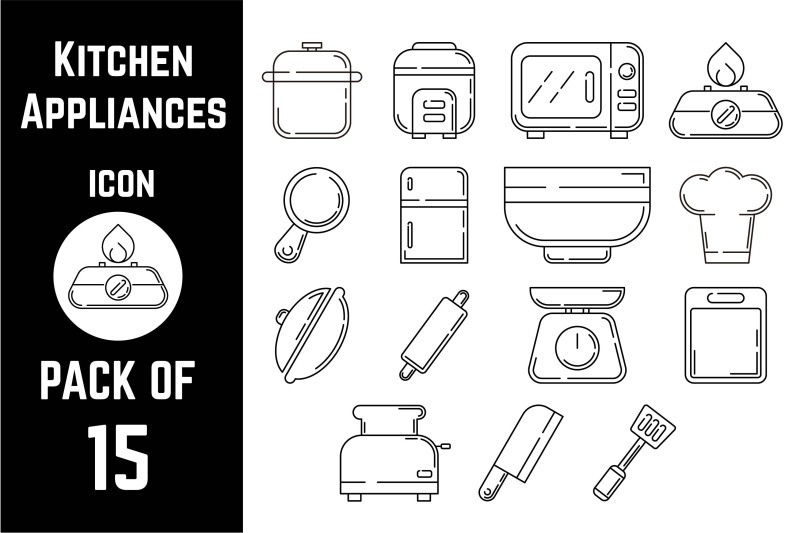 kitchen-items-icon-pack-bundle-lineart-vector-template