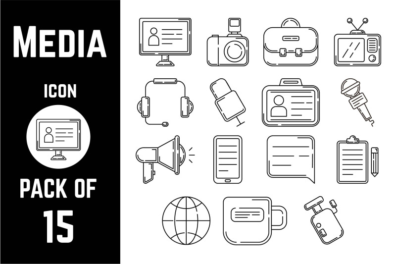 media-or-electronic-devices-icon-pack-bundle-lineart-vector-template