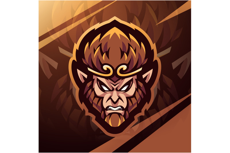 monkey-king-head-esport-mascot-logo-design