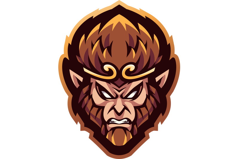 monkey-king-head-esport-mascot-logo-design