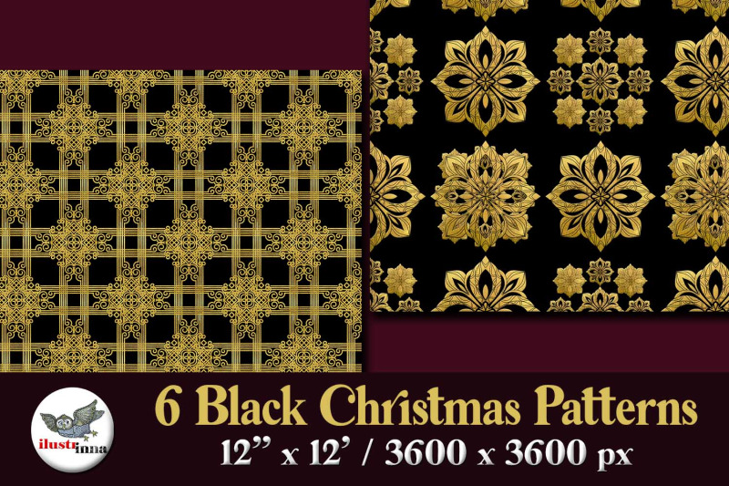 black-and-gold-christmas-seamless-patterns