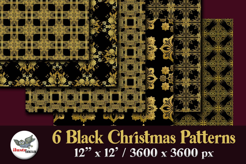 black-and-gold-christmas-seamless-patterns