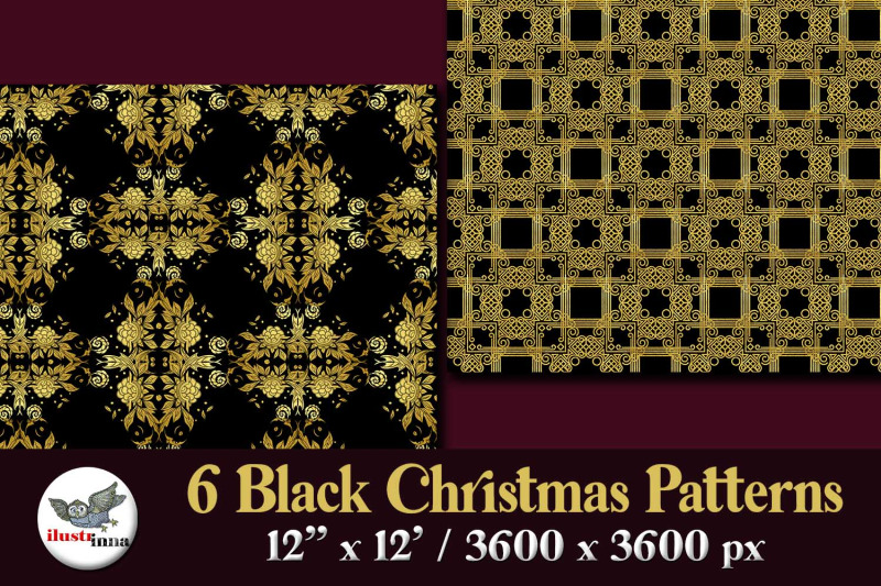 black-and-gold-christmas-seamless-patterns