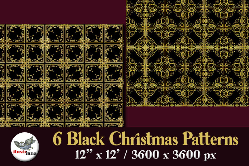 black-and-gold-christmas-seamless-patterns