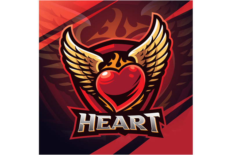 heart-wings-esport-mascot-logo-design