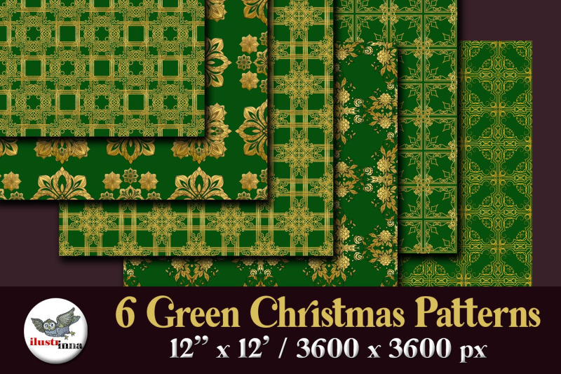 forest-green-christmas-digital-seamless-patterns