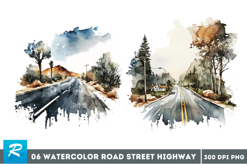 watercolor-road-street-highway-clipart-bundle