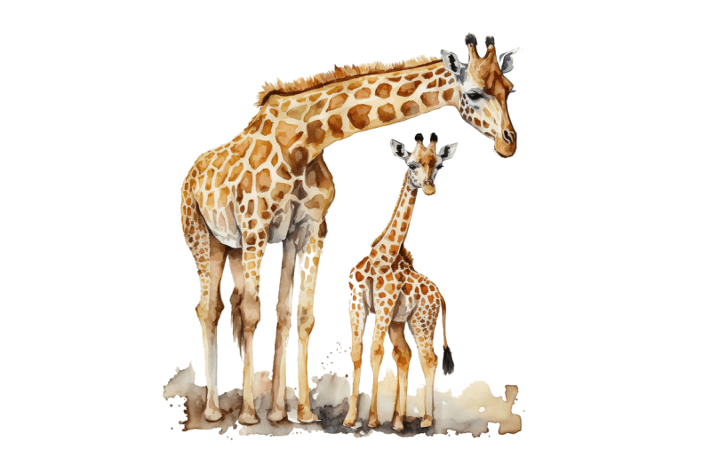 watercolor-mom-and-baby-giraffe-clipart-bundle