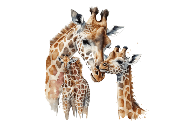 watercolor-mom-and-baby-giraffe-clipart-bundle