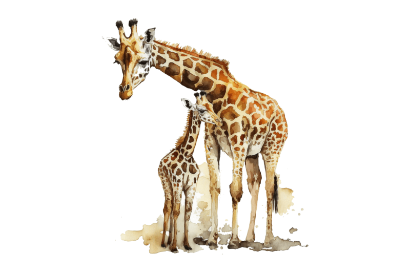 watercolor-mom-and-baby-giraffe-clipart-bundle