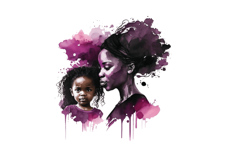 watercolor-black-mom-and-daughter-clipart-bundle