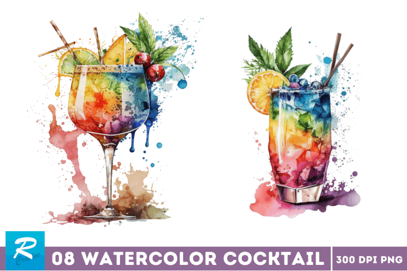 watercolor-cocktail-clipart-bundle