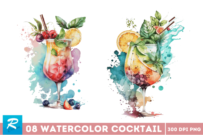 watercolor-cocktail-clipart-bundle