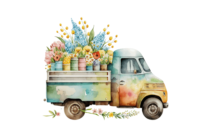 watercolor-easter-truck-clipart-bundle