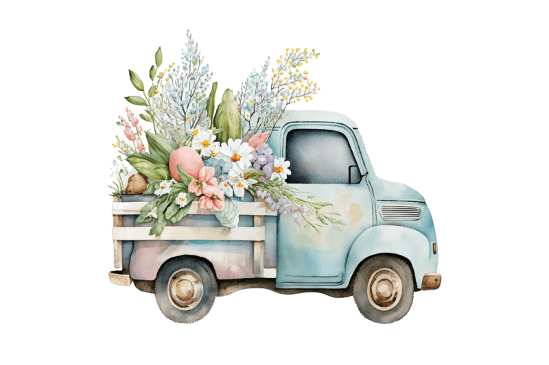 watercolor-easter-truck-clipart-bundle