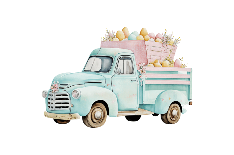 watercolor-easter-truck-clipart-bundle