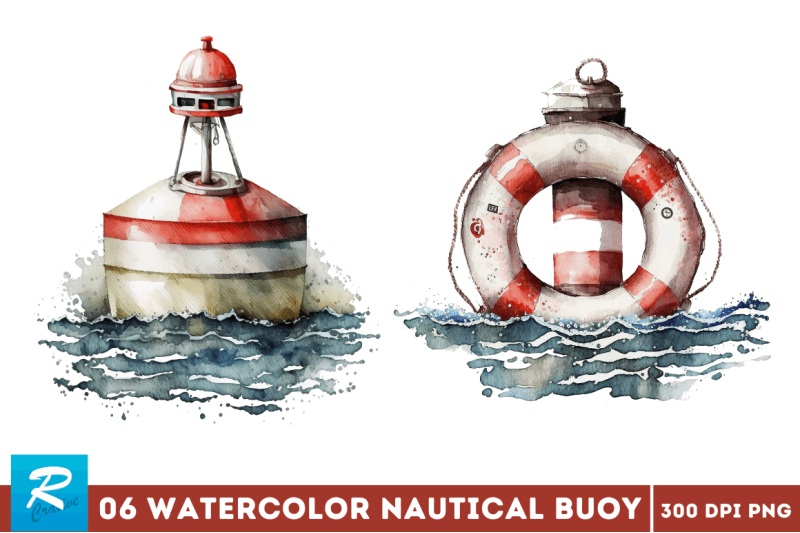 watercolor-nautical-buoy-clipart-bundle