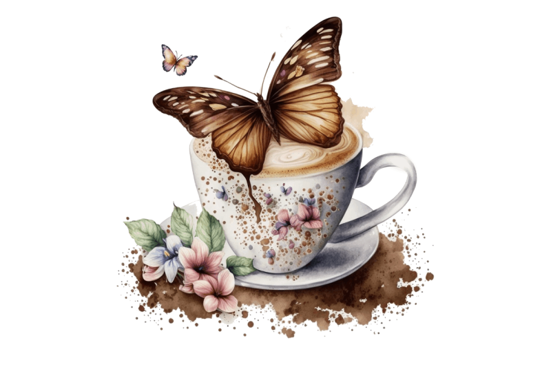 watercolor-spring-coffee-butterfly-clipart-bundle