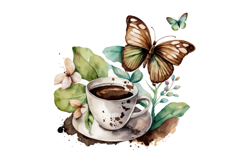 watercolor-spring-coffee-butterfly-clipart-bundle