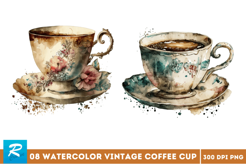 watercolor-vintage-coffee-cup-clipart-bundle