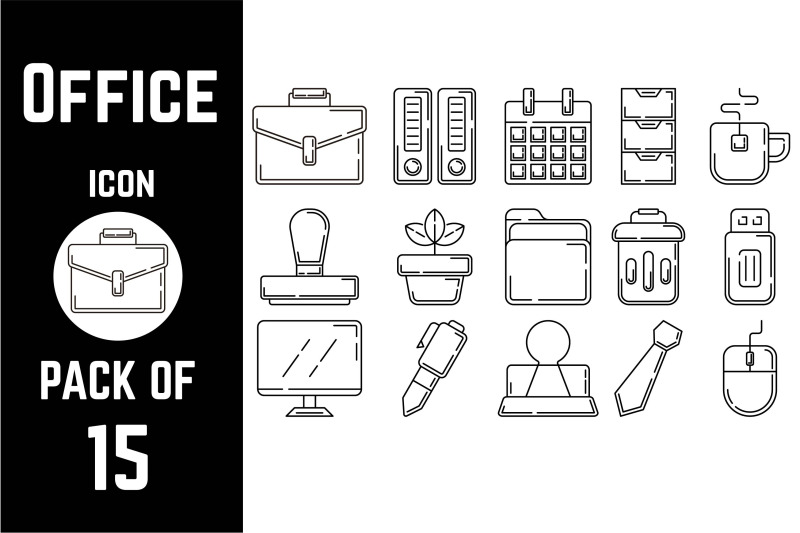 office-items-icon-pack-bundle-lineart-vector-template