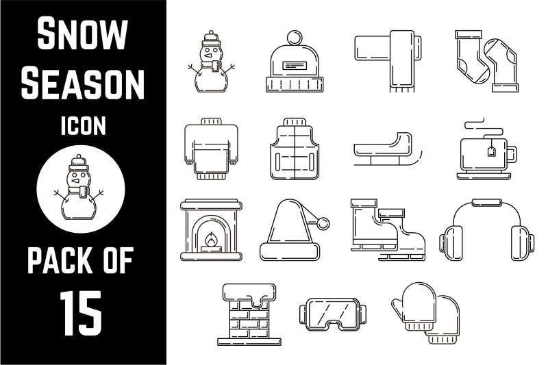 snow-or-winter-season-accessories-icon-pack-bundle-lineart-vector-template