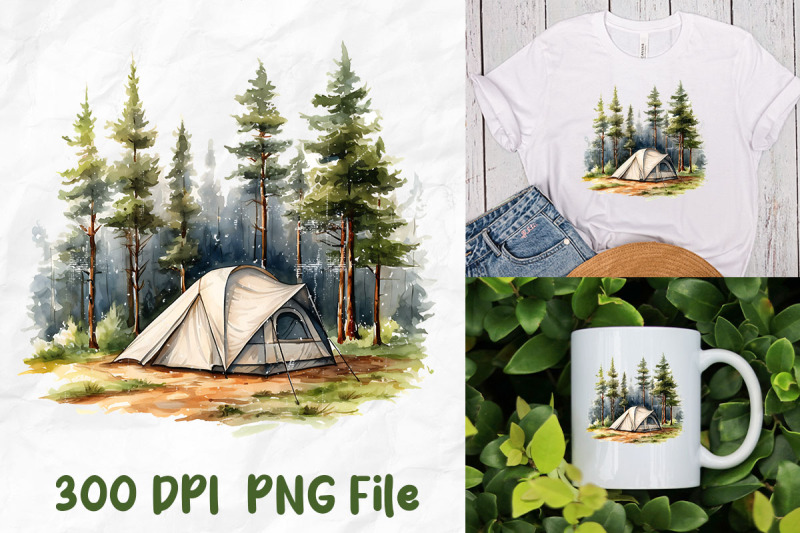 camping-life-tent-in-nature-pine-forest