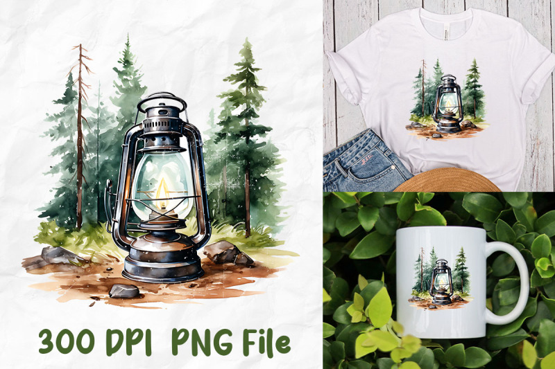 camping-retro-lamp-in-forest-nature