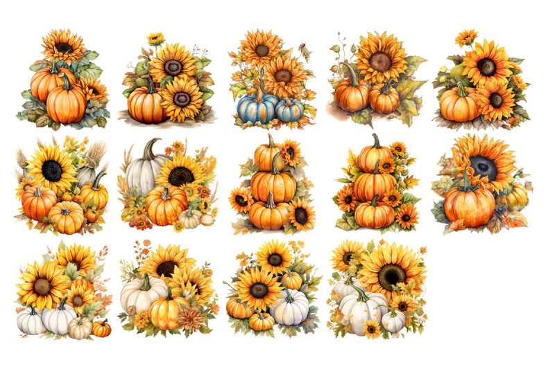 sunflower-pumpkins-arrangements-clipart-thanksgiving-png