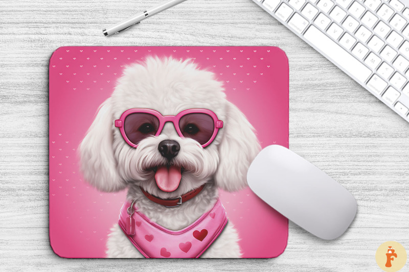 cute-pink-bichon-frise-mouse-pad